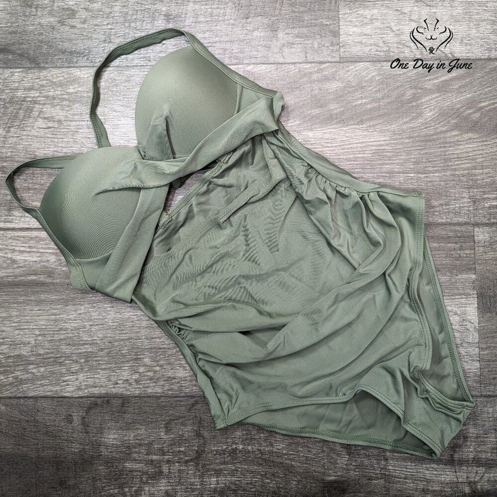 ODIJ Cross Front Cut Out Tummy Control One Piece Size M